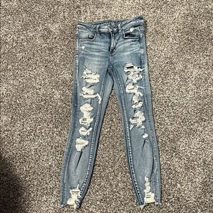 American Eagle Outfitters Ripped Light Blue Skinny Jeans